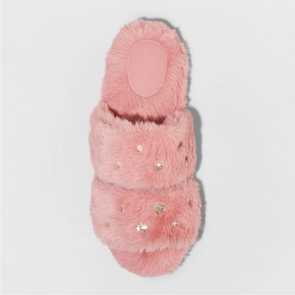 Women's Vienna Rhinestone Embellished Pink Slide Slippers